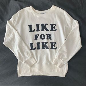 🤗NWOT Cute Berksha “Like For Like” Cream Sweatshirt Size Small🌟